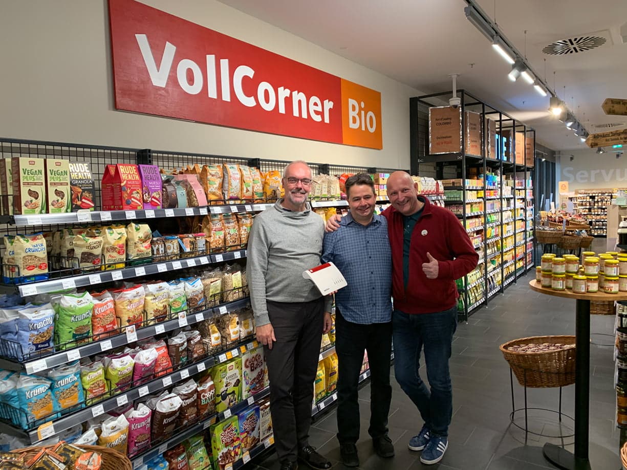 VollCorner Bio Ladenfoto mit Holger Rautenberg, Matthias Pfeiffer und Axel Stephan